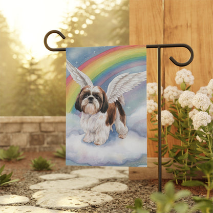 Printify Home Decor Rainbow Bridge Shih Tzu Garden Flag, In Memory Of Loss of Dog, Yard Spring Decor, Grieving Pet Death