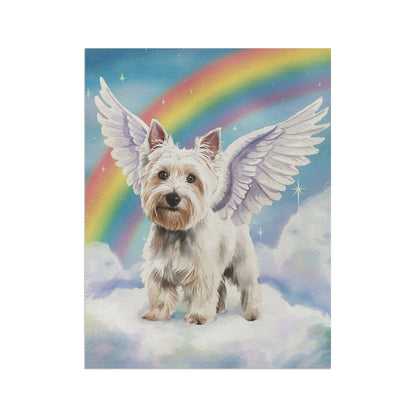 Printify Home Decor Rainbow Bridge Westie, Angelic West Highland Terrier Loss of Pet Garden Flag, Yard Grieving