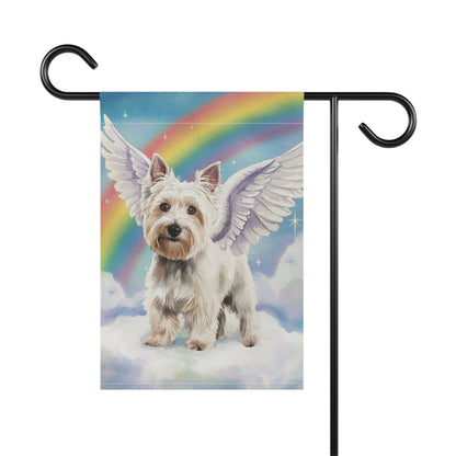 Printify Home Decor Rainbow Bridge Westie, Angelic West Highland Terrier Loss of Pet Garden Flag, Yard Grieving