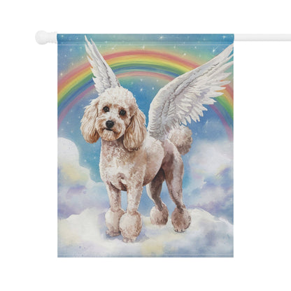 Printify Home Decor Rainbow Bridge White French Poodle, Loss of Pet Garden Flag, Yard Spring Decor, Grieving