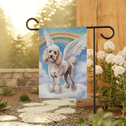 Printify Home Decor Rainbow Bridge White French Poodle, Loss of Pet Garden Flag, Yard Spring Decor, Grieving