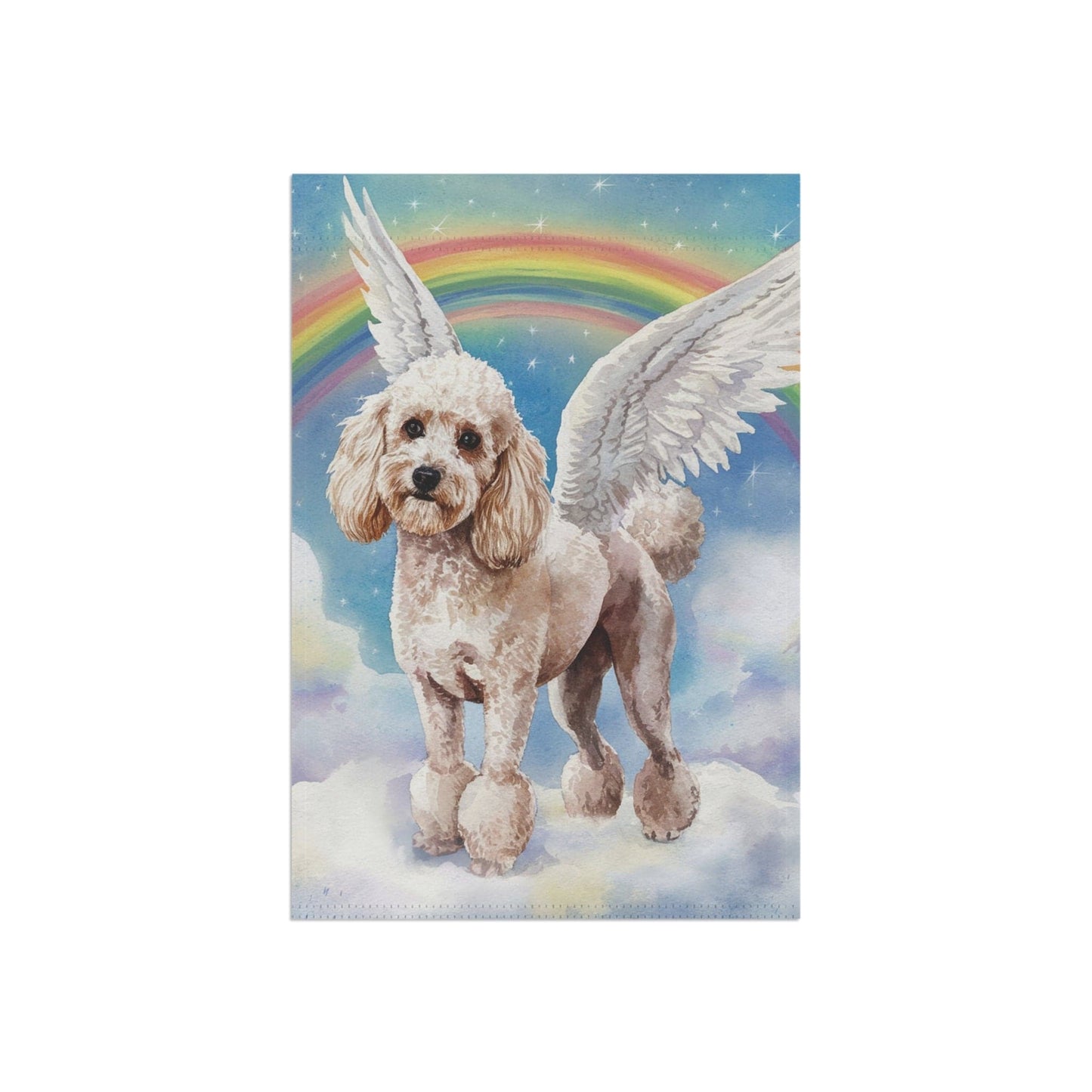 Printify Home Decor Rainbow Bridge White French Poodle, Loss of Pet Garden Flag, Yard Spring Decor, Grieving