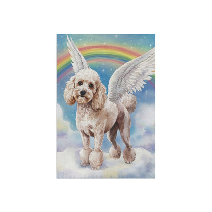 Printify Home Decor Rainbow Bridge White French Poodle, Loss of Pet Garden Flag, Yard Spring Decor, Grieving