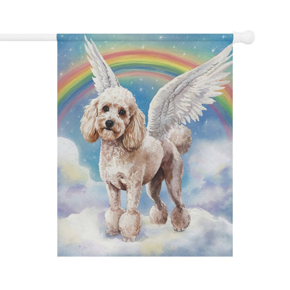 Printify Home Decor 24.5'' × 32'' Rainbow Bridge White French Poodle, Loss of Pet Garden Flag, Yard Spring Decor, Grieving