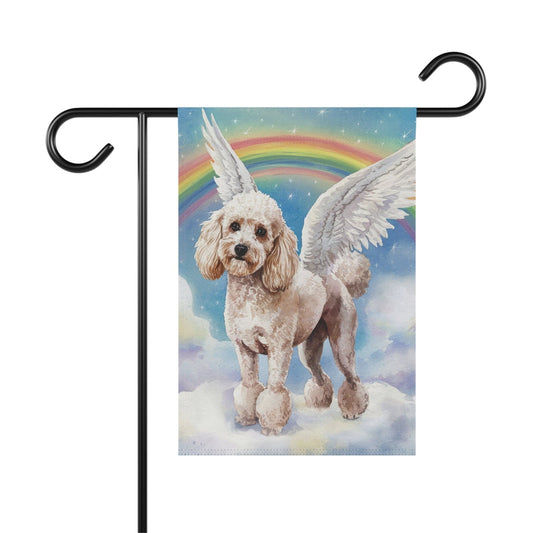 Printify Home Decor 12'' × 18'' Rainbow Bridge White French Poodle, Loss of Pet Garden Flag, Yard Spring Decor, Grieving
