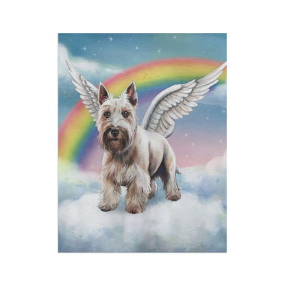 Printify Home Decor Rainbow Bridge White Scottish Terrier, Loss of Scottie Dog, Pet Garden Flag, Yard Spring Grieving