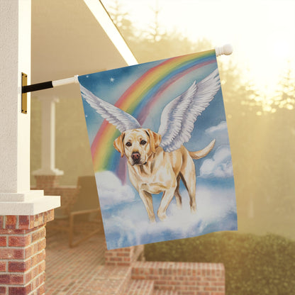 Printify Home Decor Rainbow Bridge Yellow Labrador Retriever, Loss of Pet Garden Flag, Yard Spring Decor, Grieving Dog Memorial