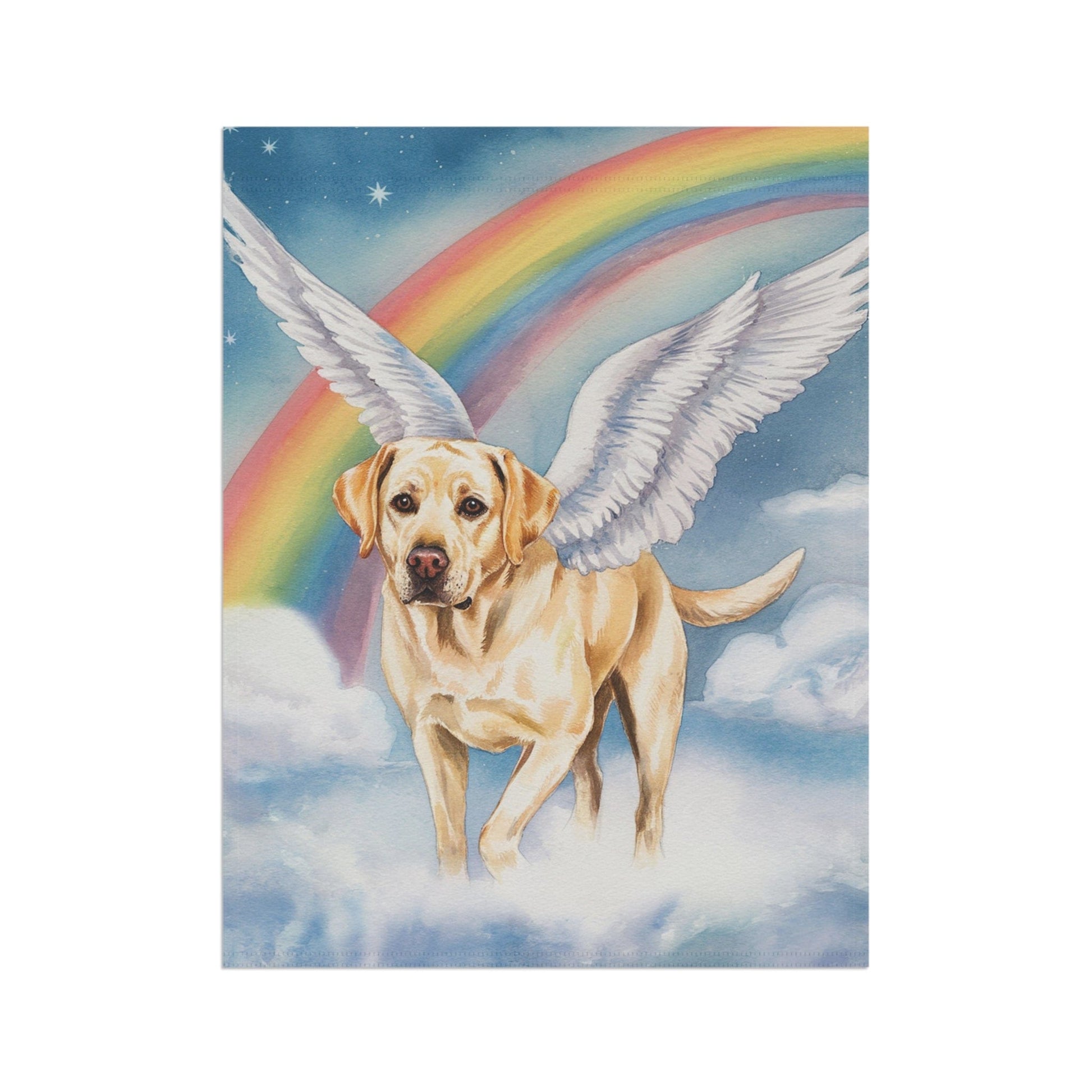 Printify Home Decor Rainbow Bridge Yellow Labrador Retriever, Loss of Pet Garden Flag, Yard Spring Decor, Grieving Dog Memorial