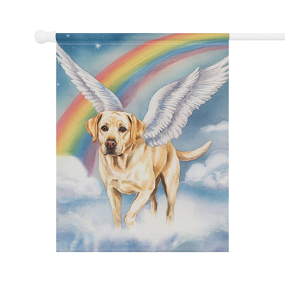 Printify Home Decor Rainbow Bridge Yellow Labrador Retriever, Loss of Pet Garden Flag, Yard Spring Decor, Grieving Dog Memorial