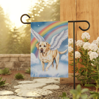 Printify Home Decor Rainbow Bridge Yellow Labrador Retriever, Loss of Pet Garden Flag, Yard Spring Decor, Grieving Dog Memorial