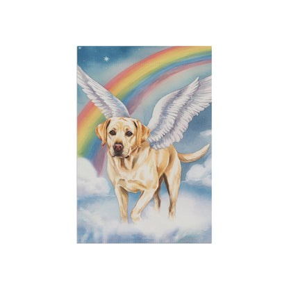 Printify Home Decor Rainbow Bridge Yellow Labrador Retriever, Loss of Pet Garden Flag, Yard Spring Decor, Grieving Dog Memorial
