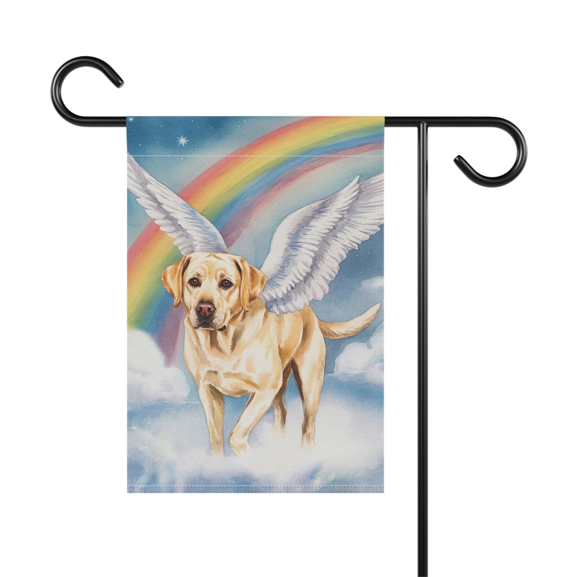 Printify Home Decor Rainbow Bridge Yellow Labrador Retriever, Loss of Pet Garden Flag, Yard Spring Decor, Grieving Dog Memorial