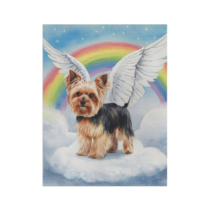 Printify Home Decor Rainbow Bridge Yorkie, Yorkshire Terrier, Loss of Pet Garden Flag, Front Yard Spring Grieving Gardener