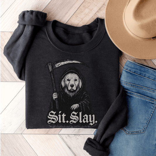Reaper Golden Retriever Unisex Sweatshirt Dark Heather
