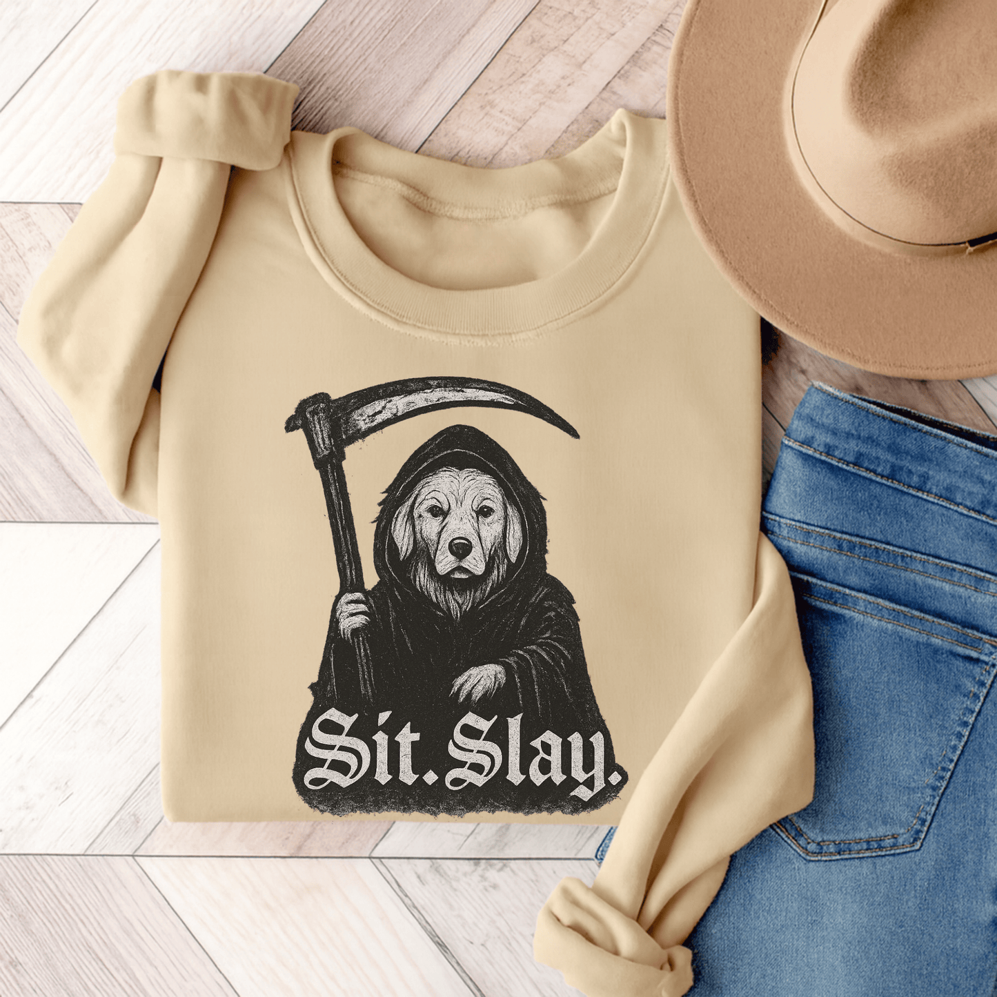 Reaper Golden Retriever Unisex Sweatshirt Sand