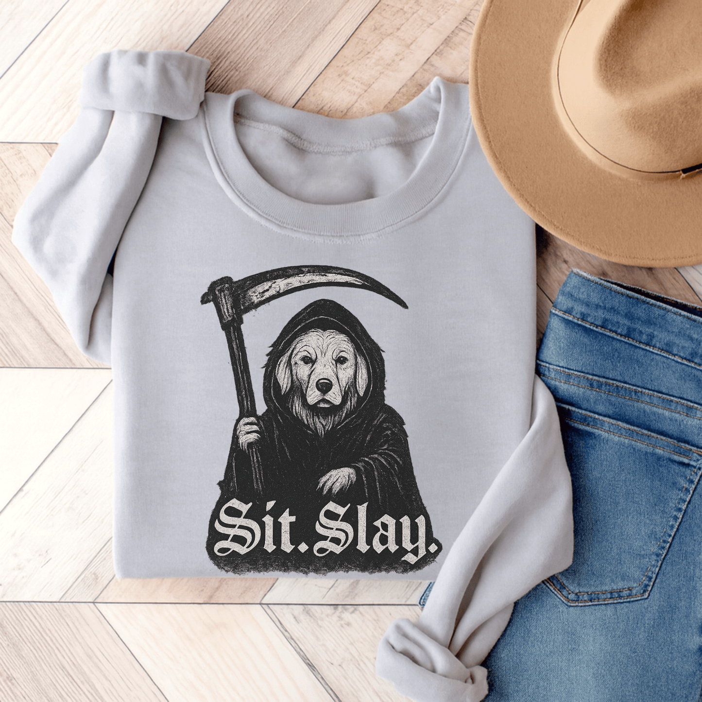 Reaper Golden Retriever Unisex Sweatshirt Ash