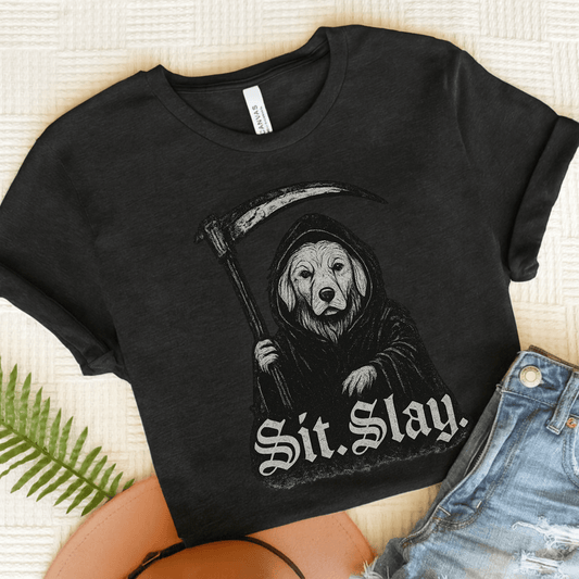 Reaper Golden Retriever Unisex Tshirt Dark Grey Heather