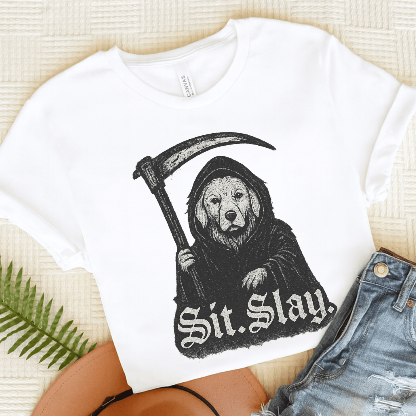 Reaper Golden Retriever Unisex Tshirt White