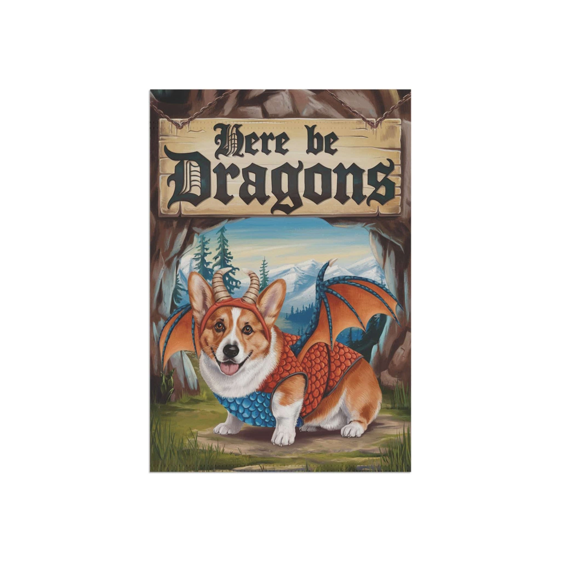 Printify Home Decor Red Corgi Dog Dragon, Garden Flag, Fantasy Pet Adventure, Yard Spring Decor