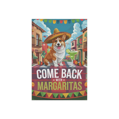 Printify Home Decor Red Corgi Dog Garden Flag, Cinco de Mayo Fiesta, Margarita Drinking Decor