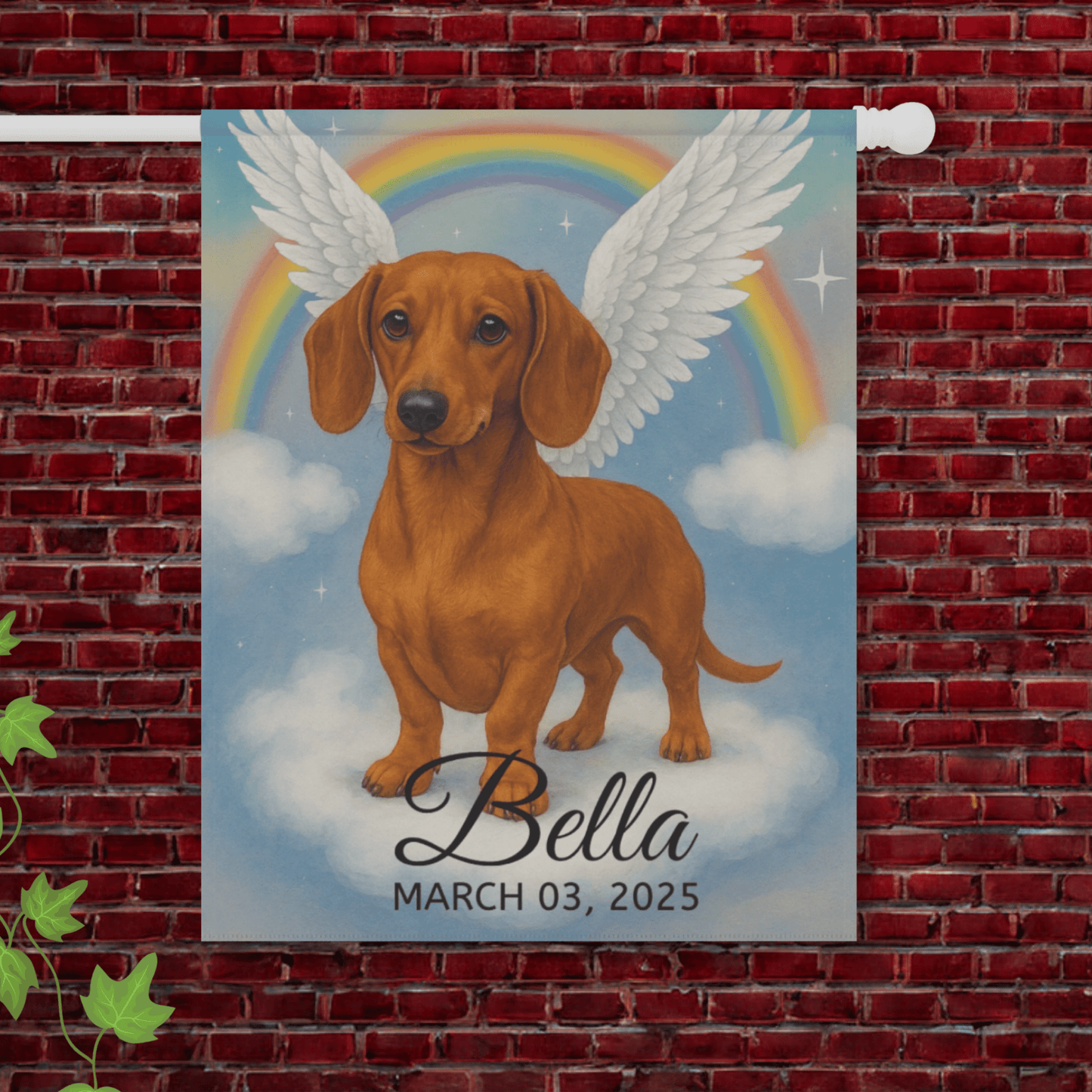 Red Dachshund Angel Garden Flag 24.5'' × 32''