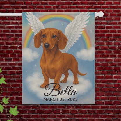 Red Dachshund Angel Garden Flag 24.5'' × 32''