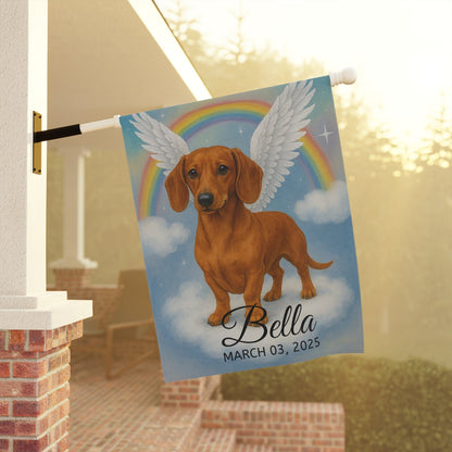 Red Dachshund Angel Garden Flag