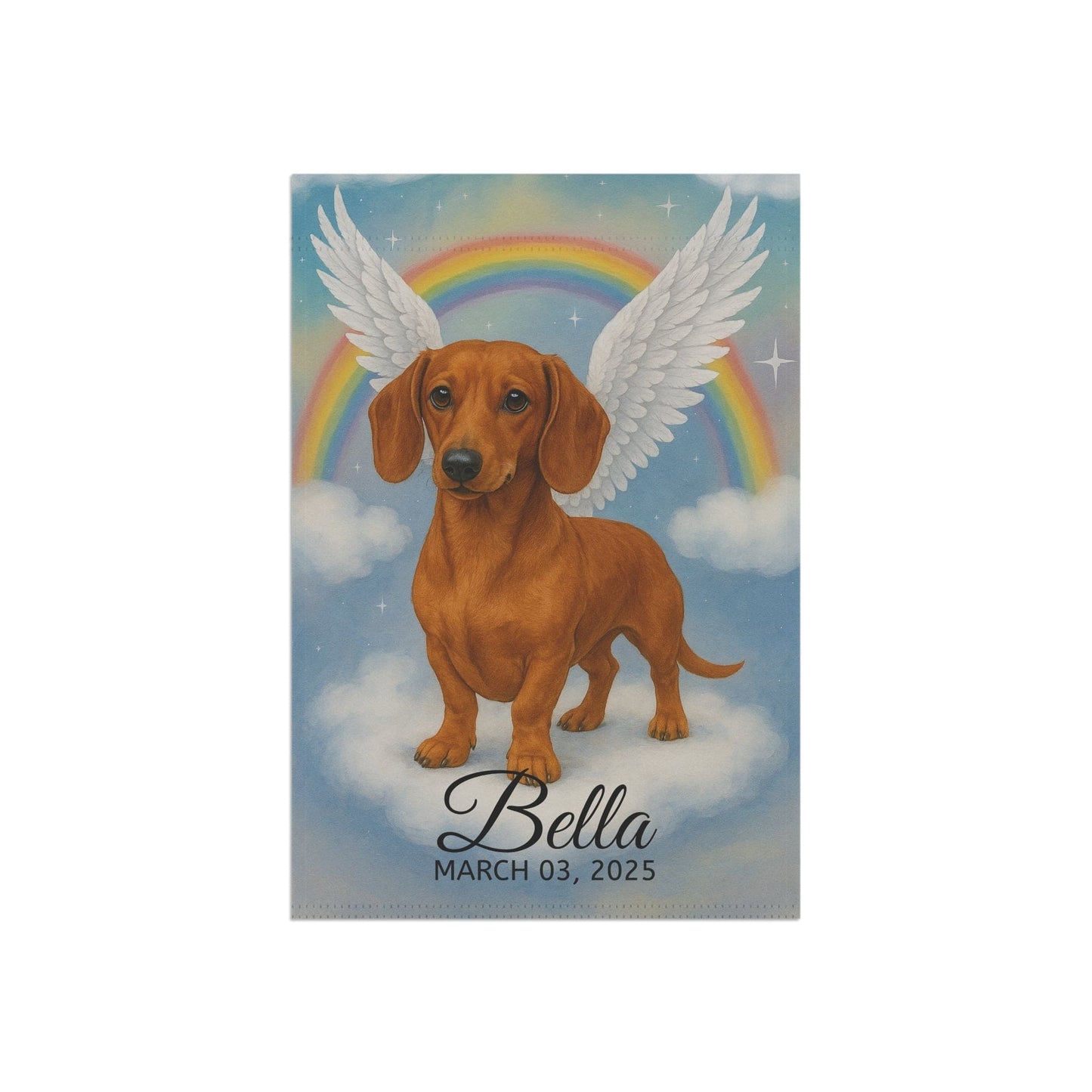 Red Dachshund Angel Garden Flag
