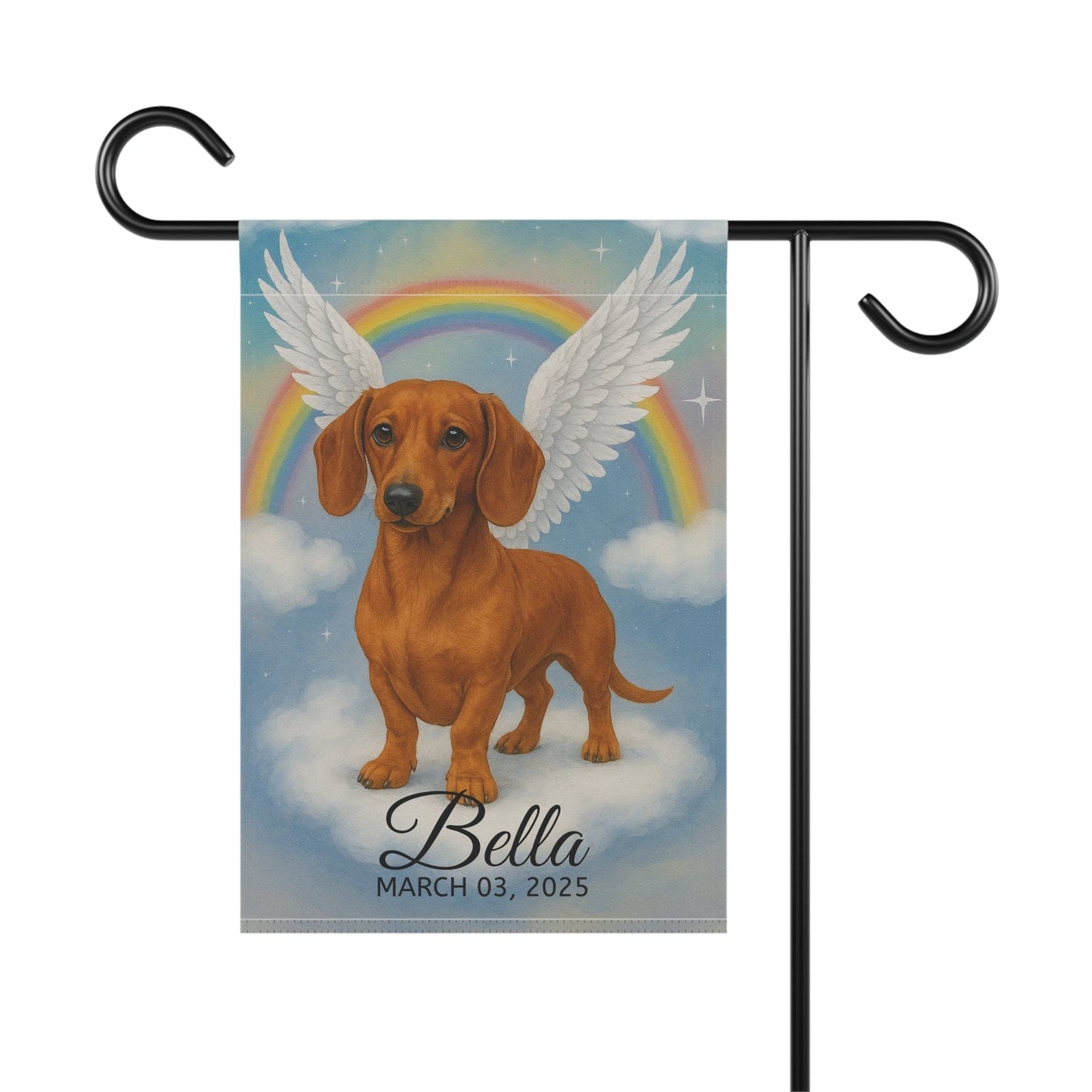 Red Dachshund Angel Garden Flag