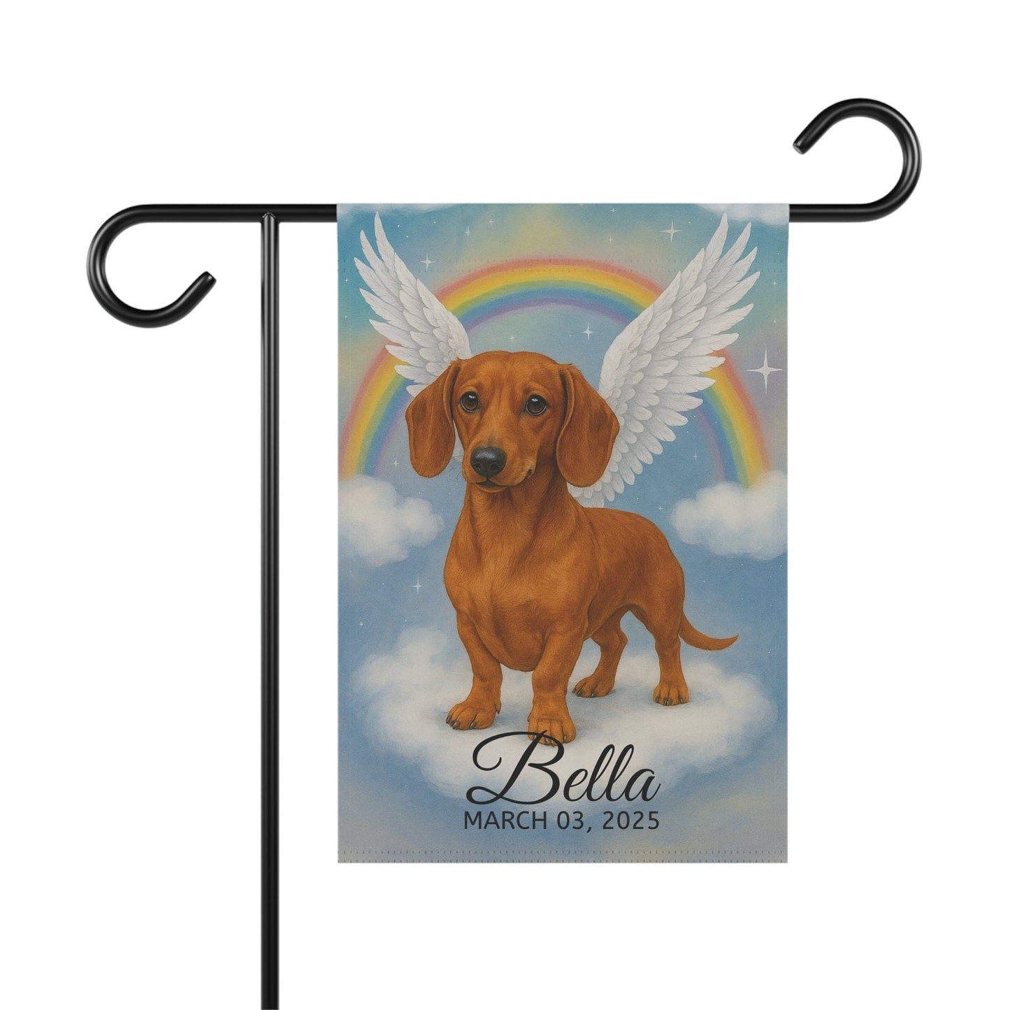 Red Dachshund Angel Garden Flag