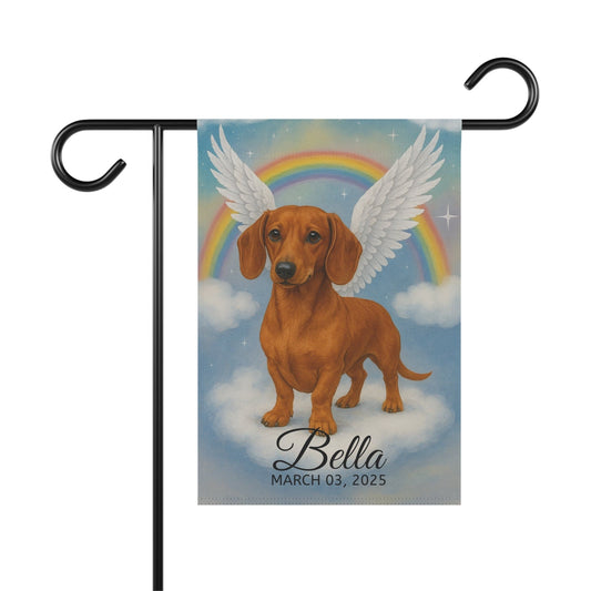Red Dachshund Angel Garden Flag