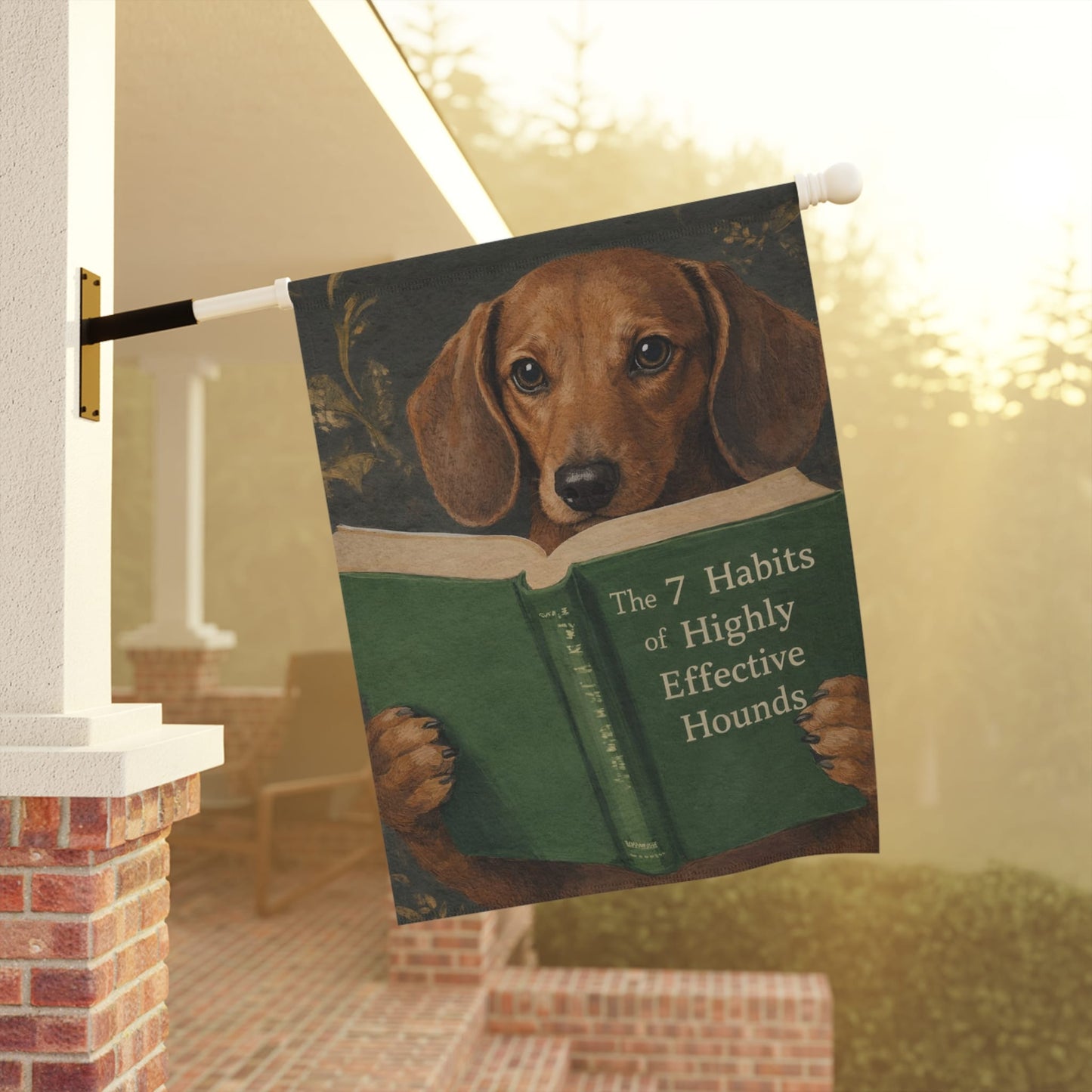 Red Dachshund Book Lover Garden Flag