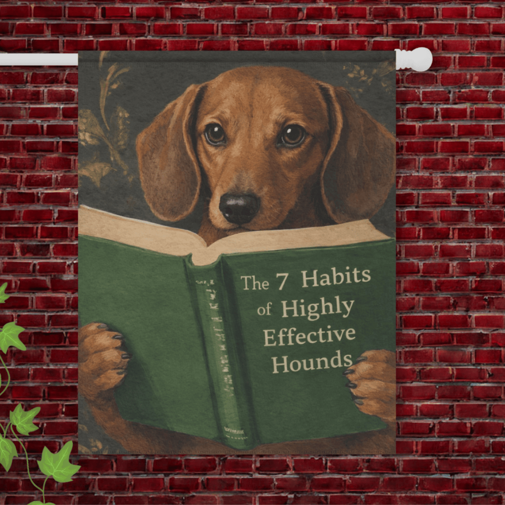 Red Dachshund Book Lover Garden Flag 24.5'' × 32''