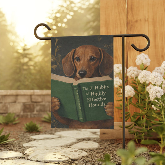 Red Dachshund Book Lover Garden Flag