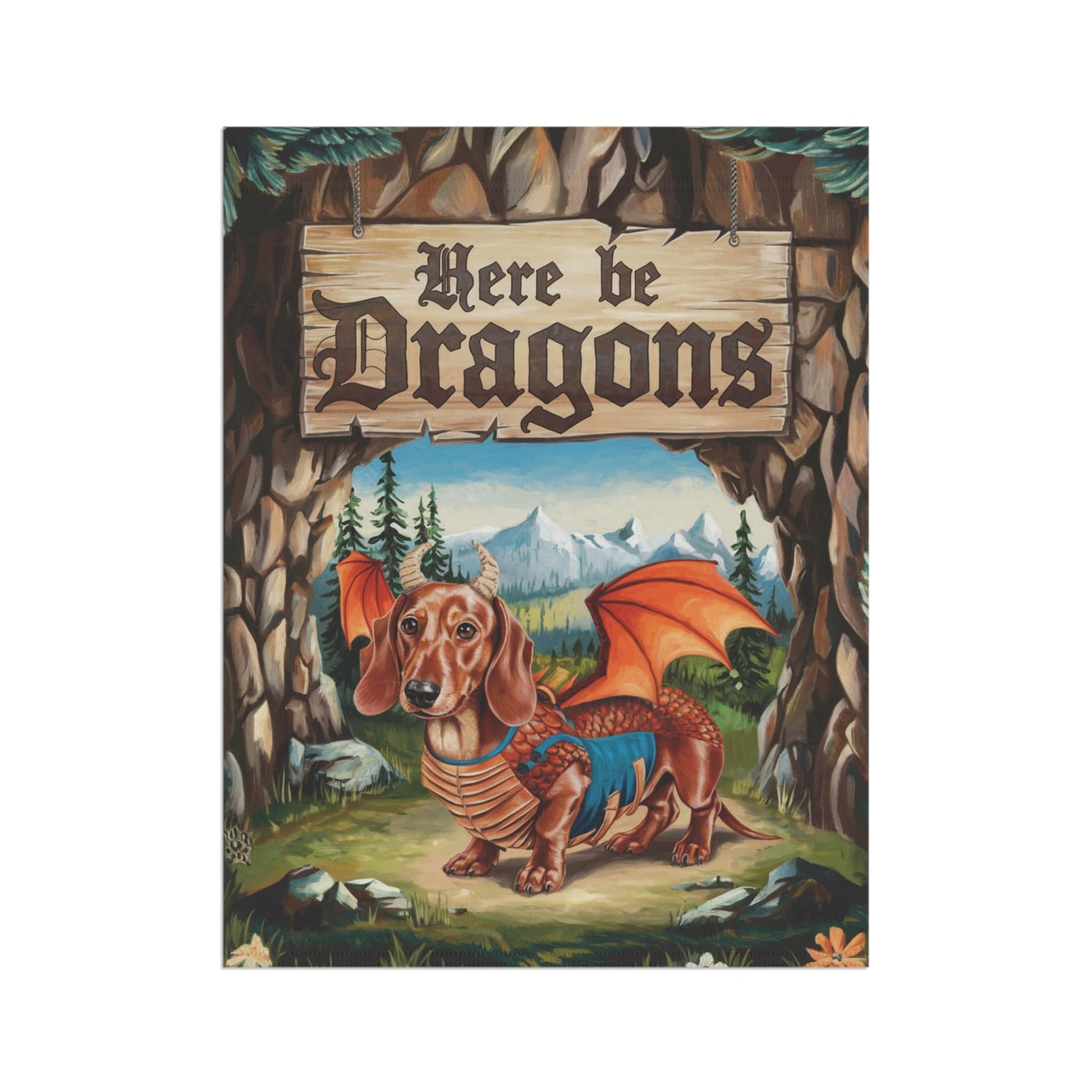 Printify Home Decor Red Dachshund Dog Dragon, Garden Flag, Fantasy Pet Adventure, Yard Spring Decor