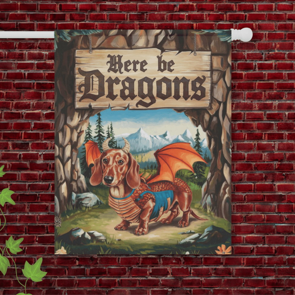 Red Dachshund Dragon Garden Flag 24.5'' × 32''