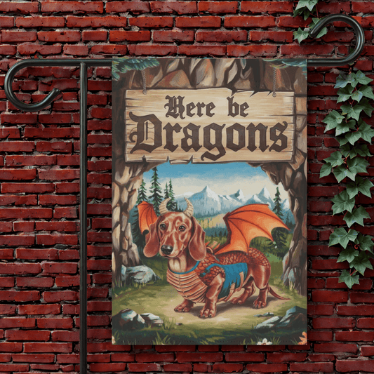 Red Dachshund Dragon Garden Flag 12'' × 18''