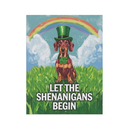 Printify Garden Flag Red Dachshund Garden Flag, Saint Patricks Day Funny Wiener Dog Yard Outside Decor