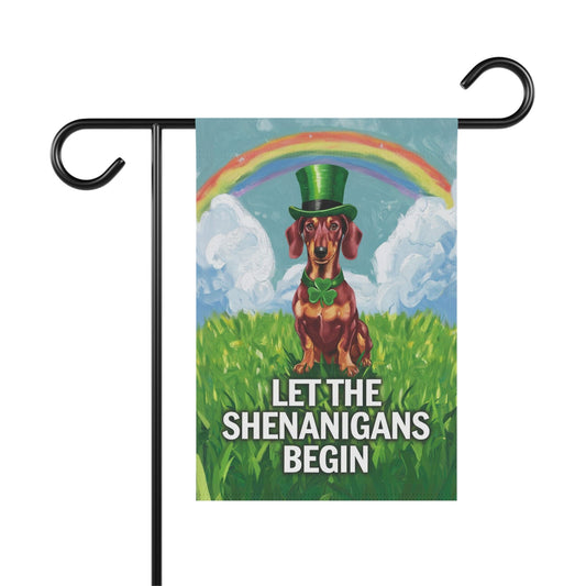 Printify Garden Flag 12'' × 18'' Red Dachshund Garden Flag, Saint Patricks Day Funny Wiener Dog Yard Outside Decor