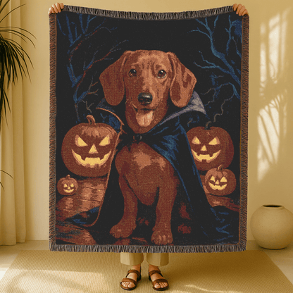Printify Blanket Red Dachshund Halloween Woven Blanket
