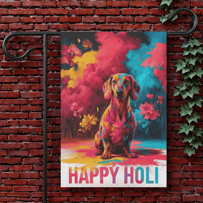 Red Dachshund Holi Garden Flag 12'' × 18''