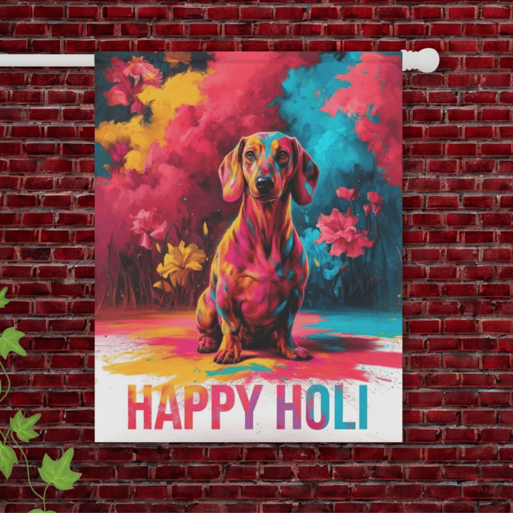 Red Dachshund Holi Garden Flag 24.5'' × 32''