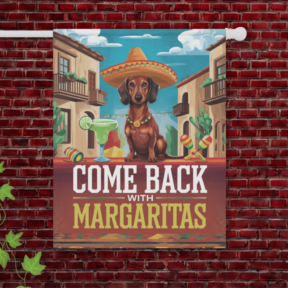 Red Dachshund Margarita Garden Flag 24.5'' × 32''