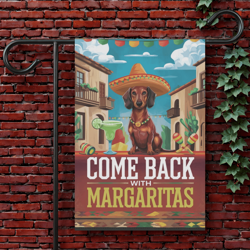 Red Dachshund Margarita Garden Flag 12'' × 18''