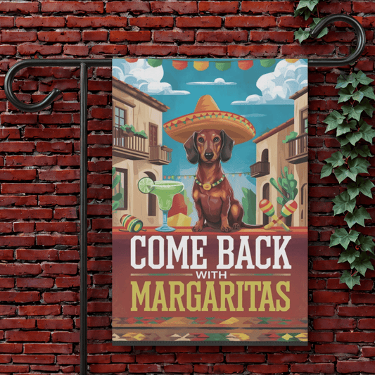 Red Dachshund Margarita Garden Flag 12'' × 18''