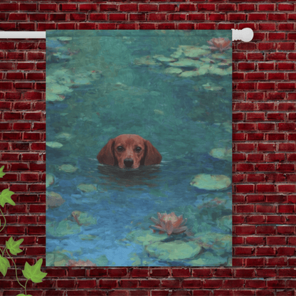 Red Dachshund Monet Waterlilies Garden Flag 24.5'' × 32''