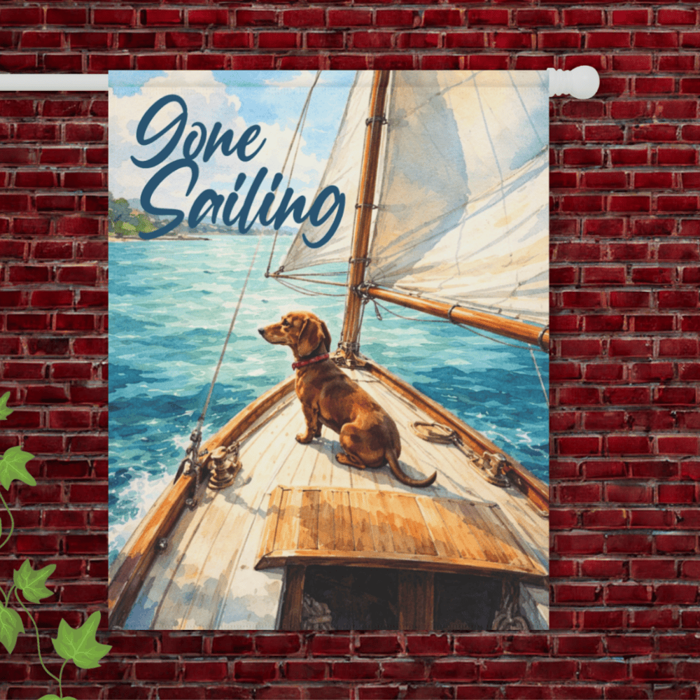 Red Dachshund Sailing Boat Garden Flag 24.5'' × 32''