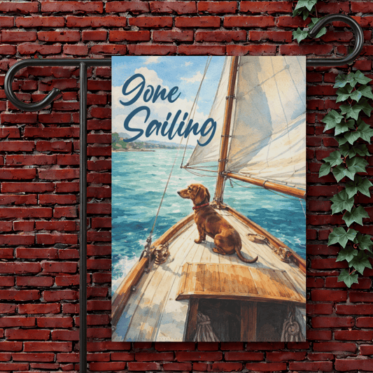 Red Dachshund Sailing Boat Garden Flag 12'' × 18''