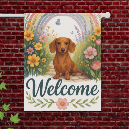 Red Dachshund Welcome Garden Decor 24.5'' × 32''