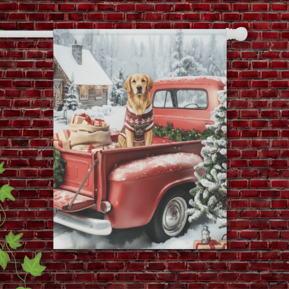 Red Truck Christmas Golden Retriever Garden Flag 24.5'' × 32''